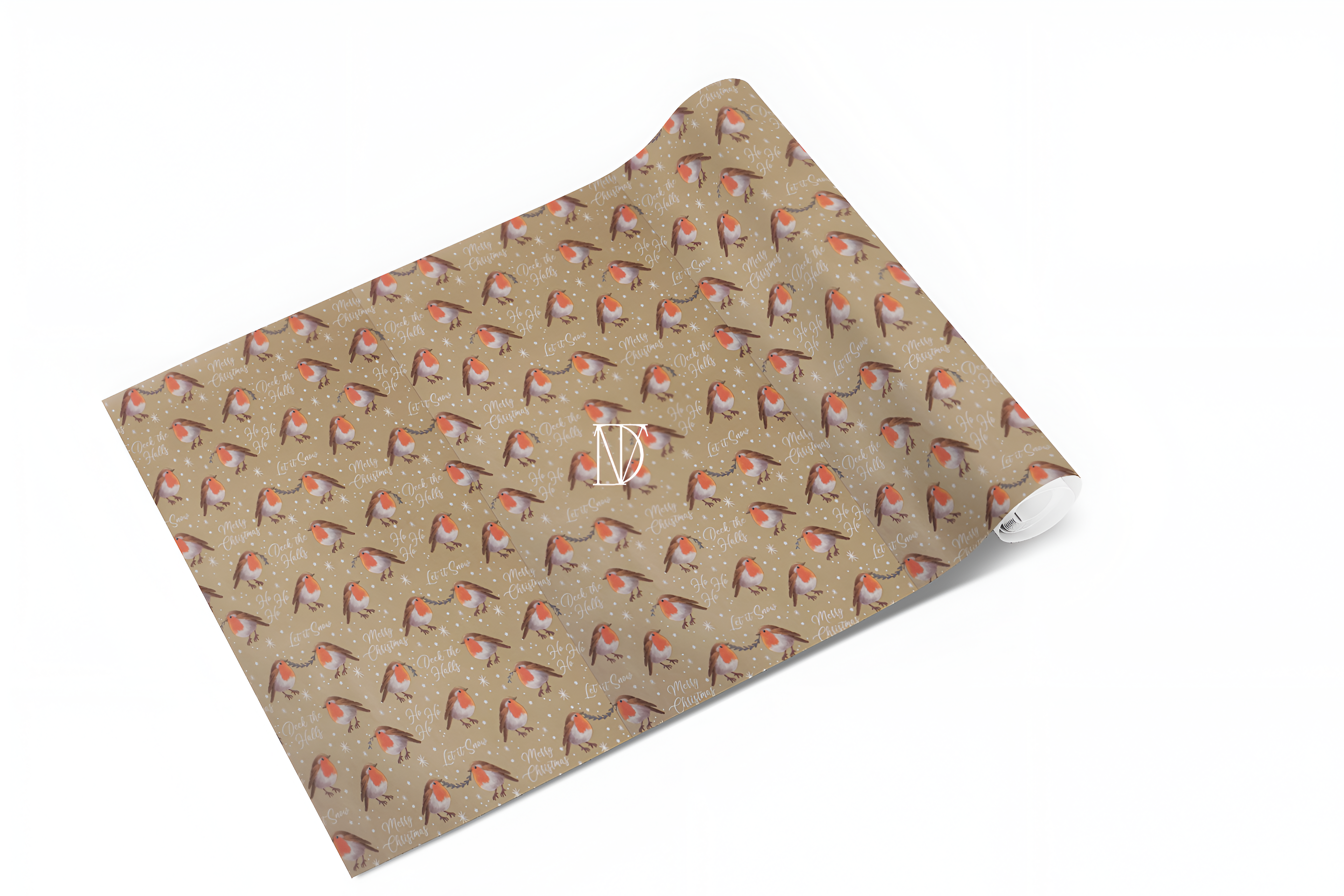 Traditional Christmas Gift Wrapping Set - 20 Luxury Foiled Tags & 4x7m Wrapping Paper in Gold Red & White for Festive Gifts
