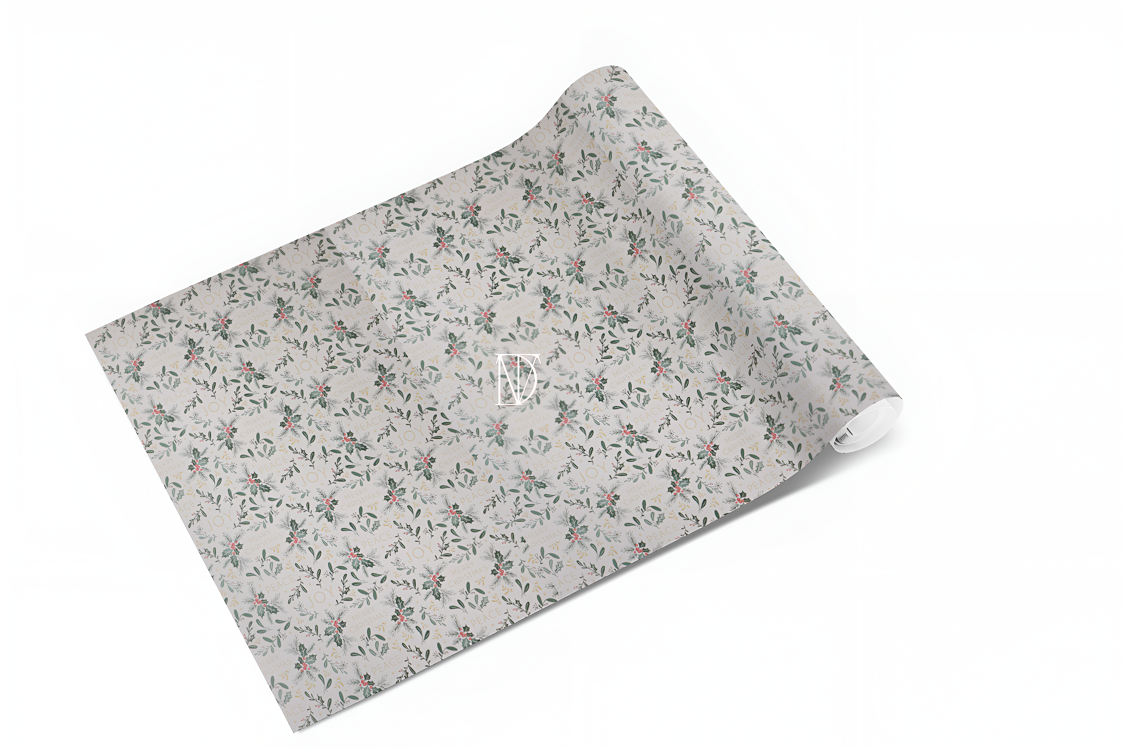 Traditional Christmas Gift Wrapping Set - 20 Luxury Foiled Tags & 4x7m Wrapping Paper in Gold Red & White for Festive Gifts