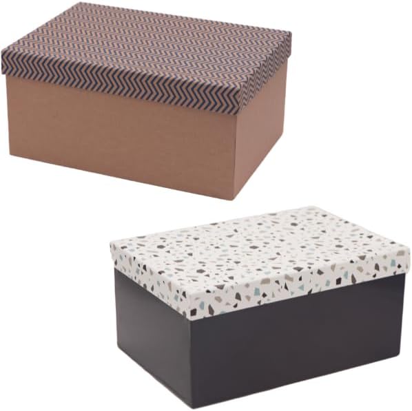 TIVADI Kraft and Terrazzo Design Nested Boxes Set of 10 Pieces with Lids, Assorted Sizes, Sturdy Material, Suitable for Gifts, Christmas, Chocolate, Crafting, Toys, Gift Box (Terrazzo)