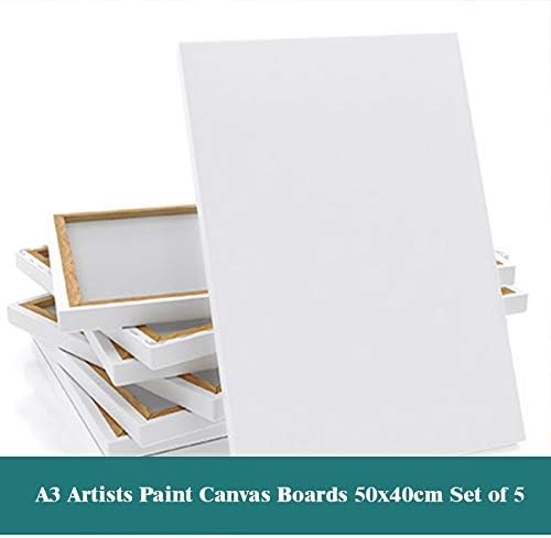 5 Pack Canvas for Painting Wall Art Artists Large Cotton Blank White Framed Canvas Boards 50x40cm (12" x 16") - Canvas for Painting Pre Stretched