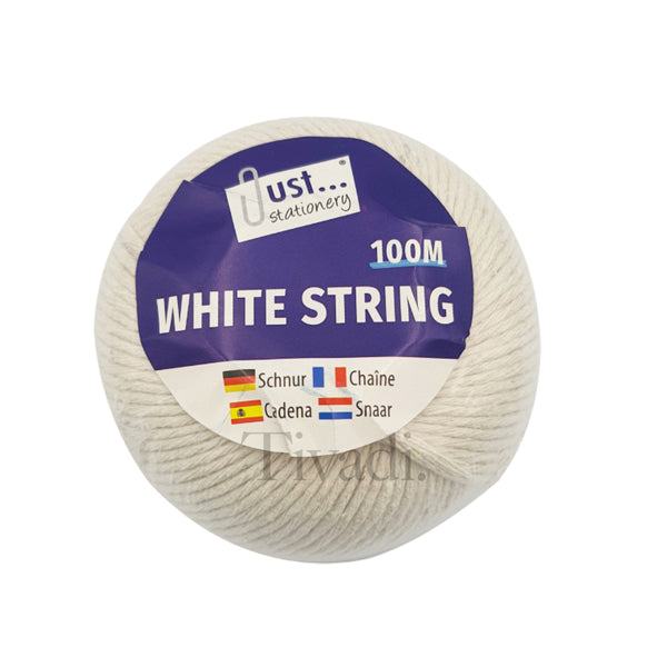 Tallon Just Stationery White General Purpose String – 100m Ball, Model 5160/48, Durable Multipurpose Twine