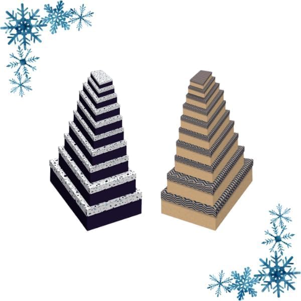 TIVADI Kraft and Terrazzo Design Nested Boxes Set of 10 Pieces with Lids, Assorted Sizes, Sturdy Material, Suitable for Gifts, Christmas, Chocolate, Crafting, Toys, Gift Box (Kraft)