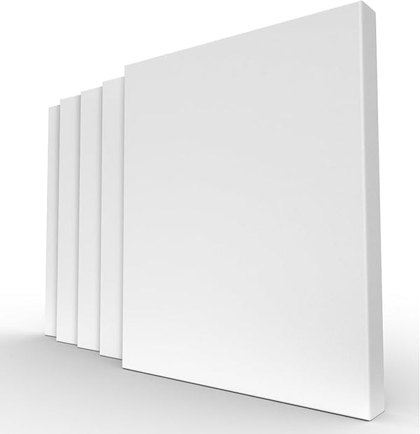 5 Pack Canvas for Painting Wall Art Artists Large Cotton Blank White Framed Canvas Boards 50x40cm (12" x 16") - Canvas for Painting Pre Stretched
