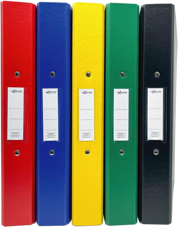 Tivadi A4 Ring Binders – Pack of 5 Bright Colours | 2 O-Ring File Folders, 25mm Capacity, Polypropylene, Made in UK