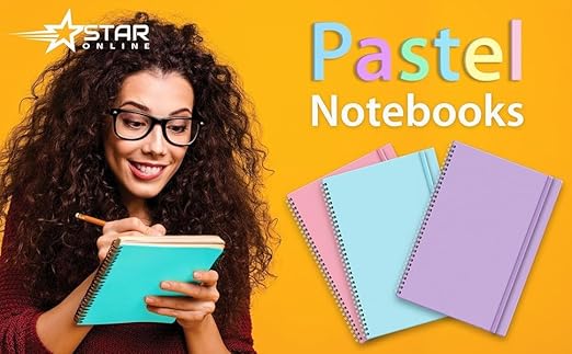 A4 Jotta Wiro Bound Ruled Notebooks Assorted Pastel Colours - Pack Of 3-70GSM Elasticated Band For Secure Closure