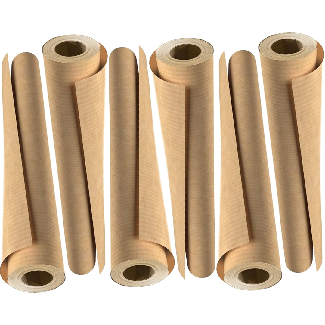 6 brown kraft paper rolls for gift wrapping – 5M x 69cm each