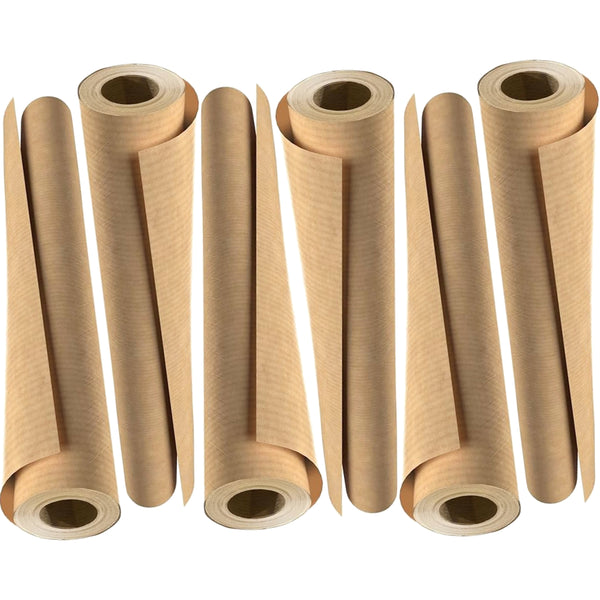 6 brown kraft paper rolls for gift wrapping – 5M x 69cm each
