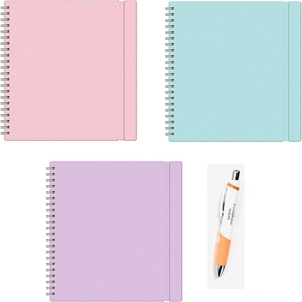 A4 Jotta Wiro Bound Ruled Notebooks Assorted Pastel Colours - Pack Of 3-70GSM Elasticated Band For Secure Closure
