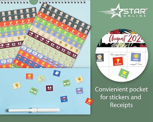 2024-2025 Family Weekly Wall Planner, 17 Months Planner, 5 Columns Week to View Calendar with Shopping List and Stickers, Floral Design (Aug 2024 - Dec 2025)