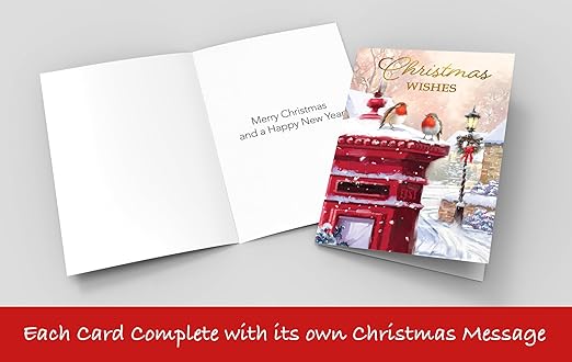 Luxury Christmas Cards 40-Pack – Winter Scene Designs with Antelope, Snowman & Santa, Blank Inside