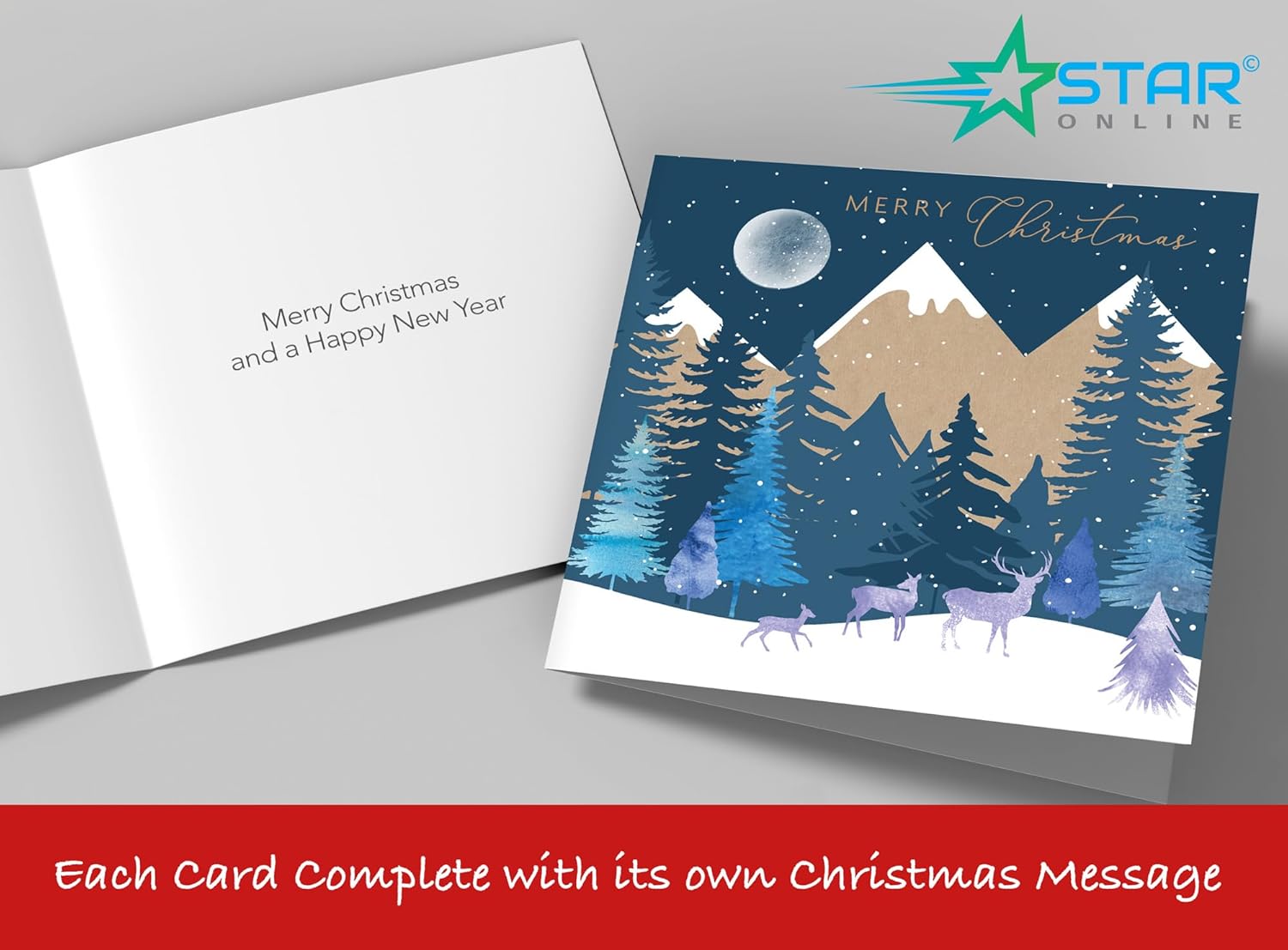Christmas Cards Bumper Box 30 Assorted Xmas Cards - 6 Designs Cute & Traditional & Envelopes
