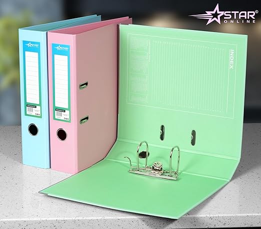 A4 Pastel Lever Arch Files 75 mm Spine Pack 0f 3