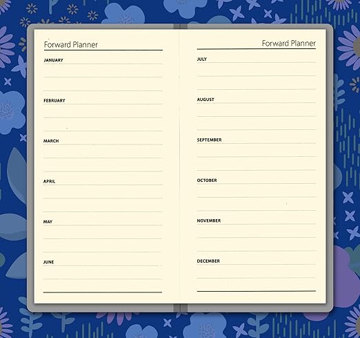 2025 Luxury Diary Slim Week to View Diaries Full Year With Pen (Blue Flower)