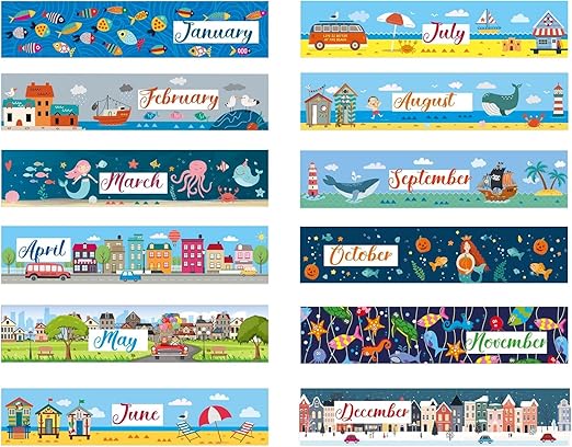 2025 Family Wall Calendar Planner, Sea Theme Design, with Shopping List, Notepad and Pen, 5 Column Monthly Organiser