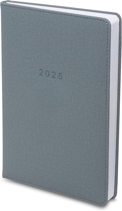 2025 Diary A5 - Day Per Page Daily Journal Planner with Your Company Name | Monthly & Weekly Organiser Diary 2025-2026 | Business Appointment Planner (Grey 2)