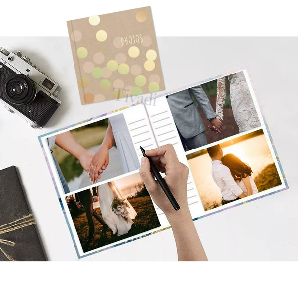 Kraft Cover Gold Polka Dot Photo Album – Holds 200 Slip-In 6x4 Photos | Picture This Series (7590)