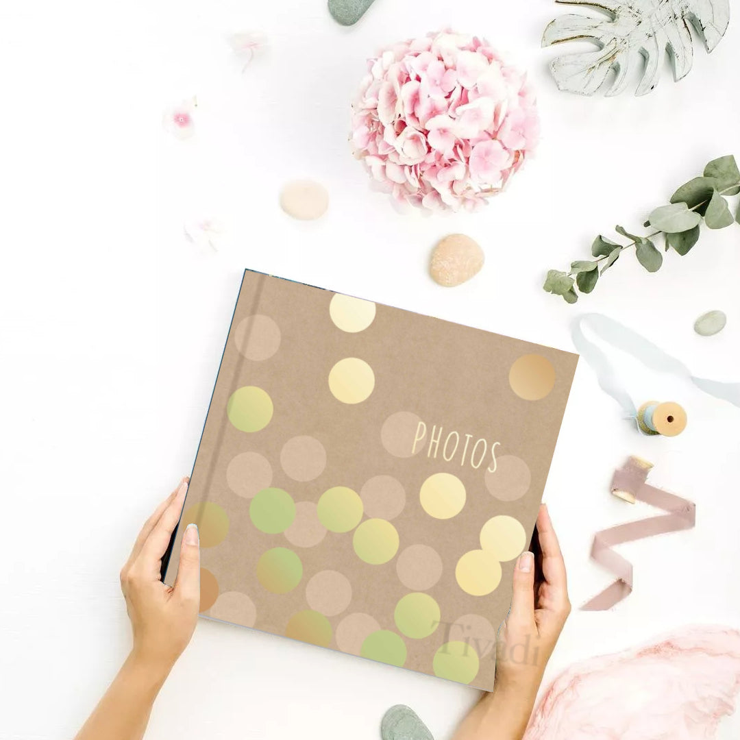 Kraft Cover Gold Polka Dot Photo Album – Holds 200 Slip-In 6x4 Photos | Picture This Series (7590)