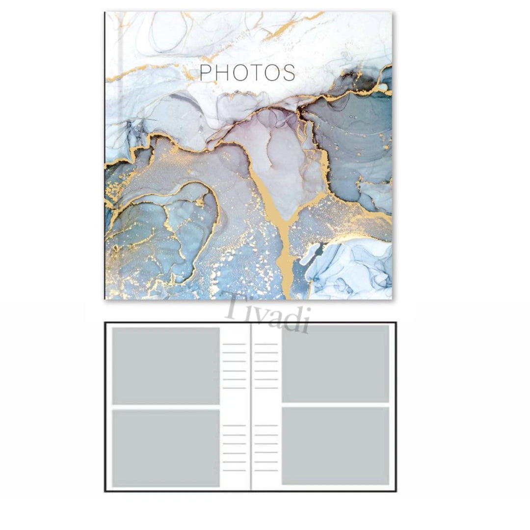 Picture This Grey & Gold Marble Design Photo Album Holds 200 Slip In 6'' x 4'' Photographs, Multi (7591)