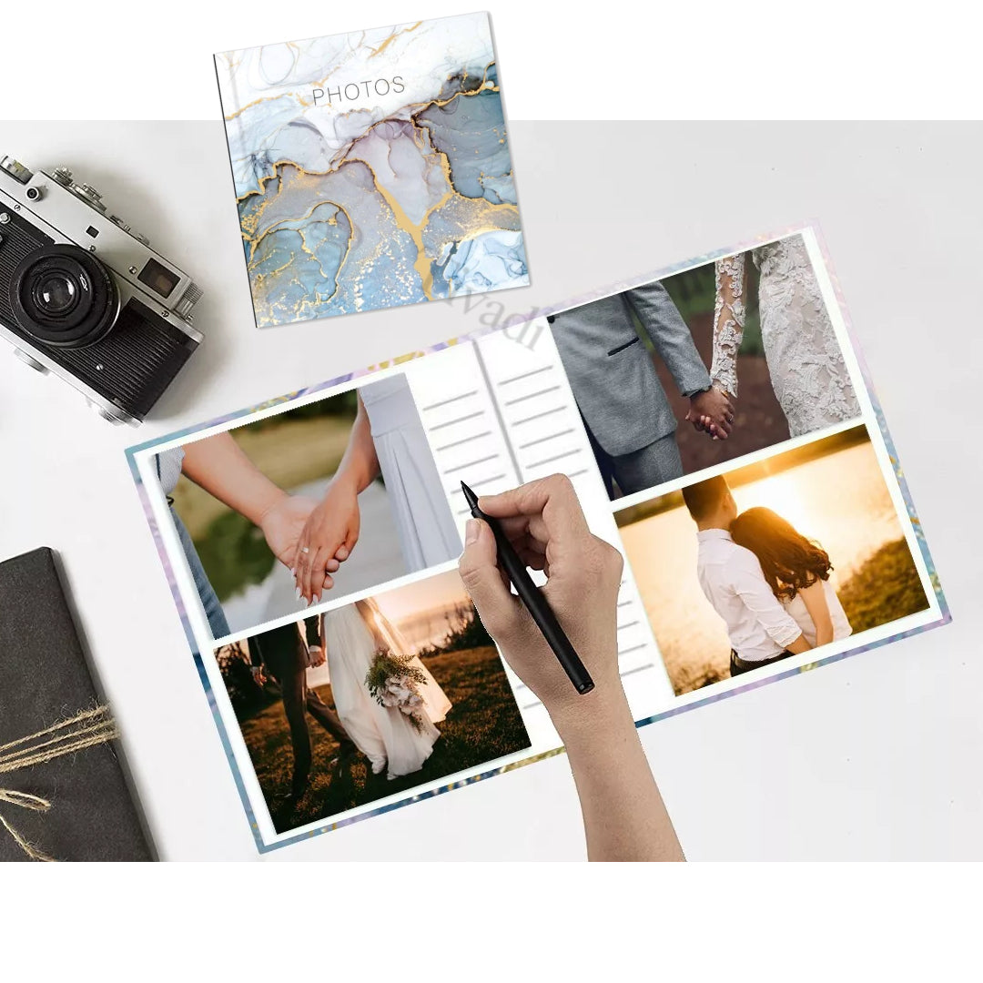 Picture This Grey & Gold Marble Design Photo Album Holds 200 Slip In 6'' x 4'' Photographs, Multi (7591)