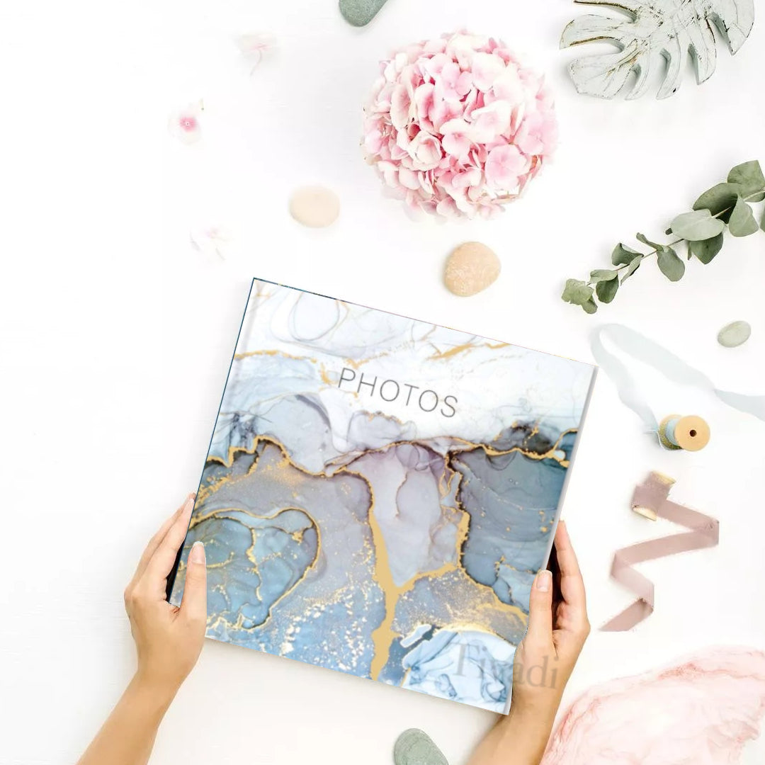 Picture This Grey & Gold Marble Design Photo Album Holds 200 Slip In 6'' x 4'' Photographs, Multi (7591)