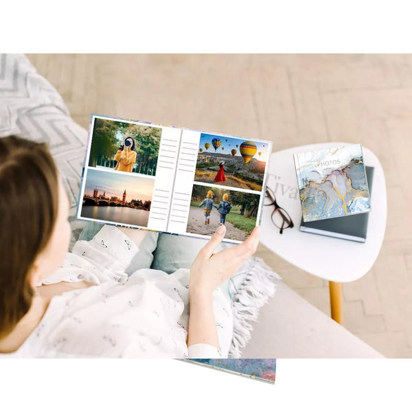 Picture This Grey & Gold Marble Design Photo Album Holds 200 Slip In 6'' x 4'' Photographs, Multi (7591)