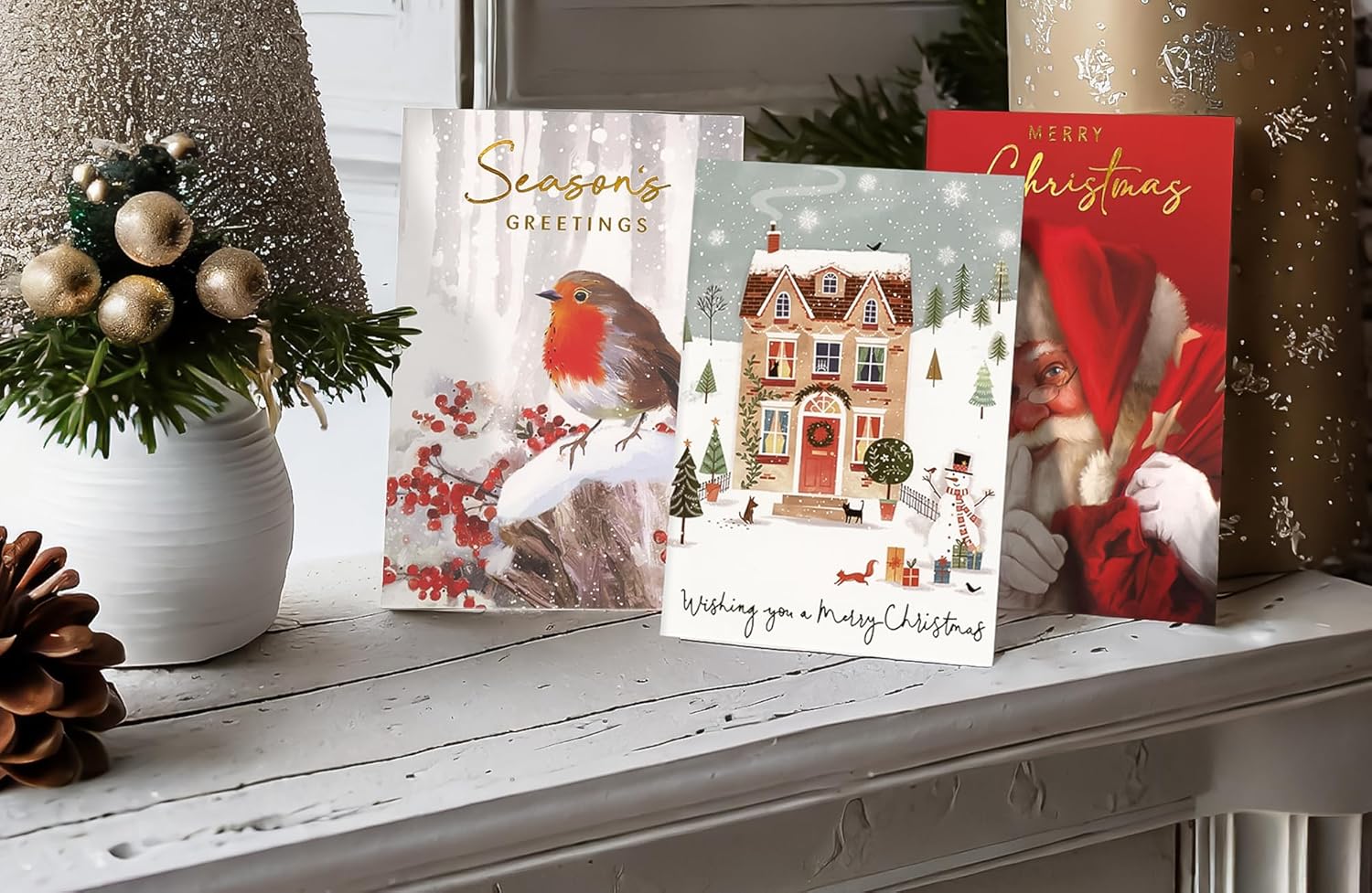 40 Christmas Cards Pack 2024 Collection Cute With Envelopes and Boxed 10 Xmas Designs