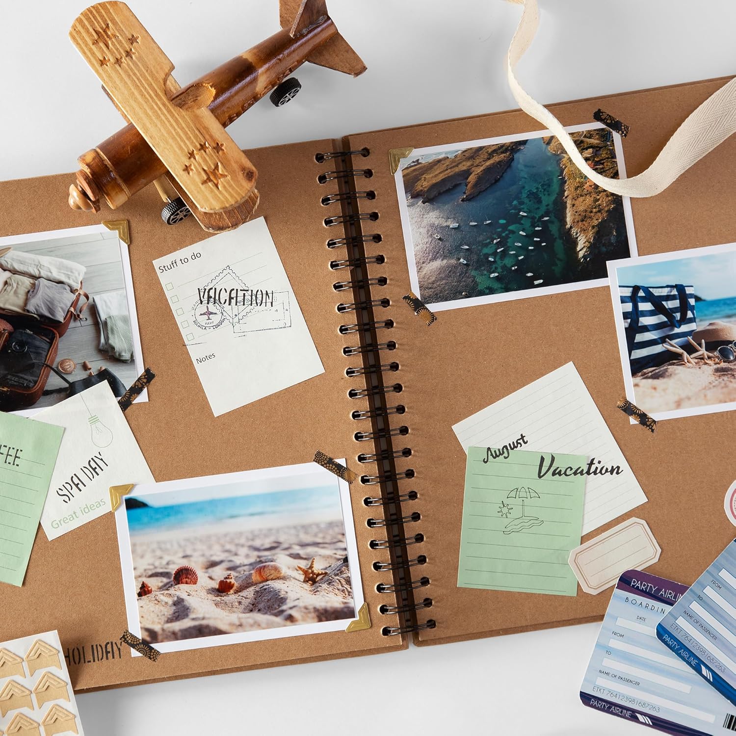 Medium Kraft Scrapbook Photo Album 20x20cm with Ribbon 50 Sheets DIY Memory Book