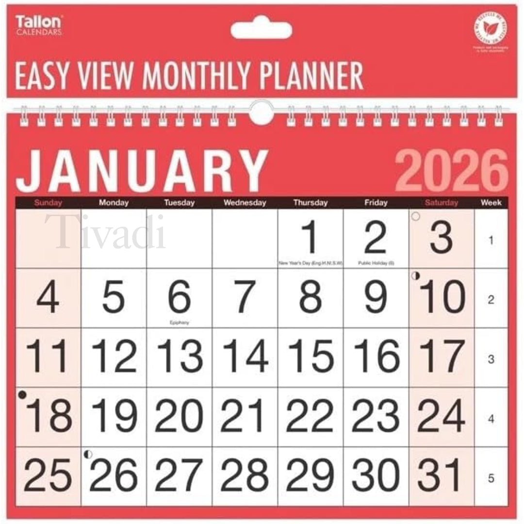 2026 Wall Calendar,Slim A4 Monthly Planner,Large Month to View Planner,Easy View