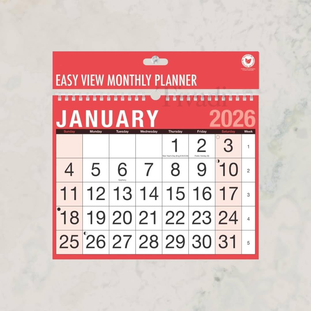 2026 Wall Calendar,Slim A4 Monthly Planner,Large Month to View Planner,Easy View