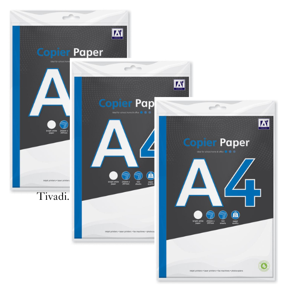 A4 Copier and Printer Paper - 100 Sheets, 80gsm Bright White Paper - Size 297mm x 210mm