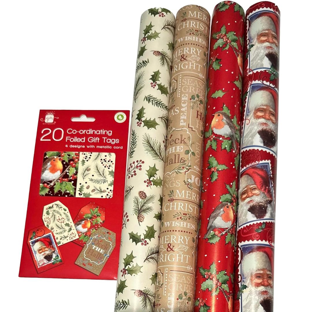 4 X 7M Traditonal Christmas Gift Wrapping Paper Roll (28 meters) Ideal for Xmas
