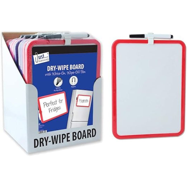 Just Stationery A4 Magnetic Dry Wipe Board - Assorted Colours
