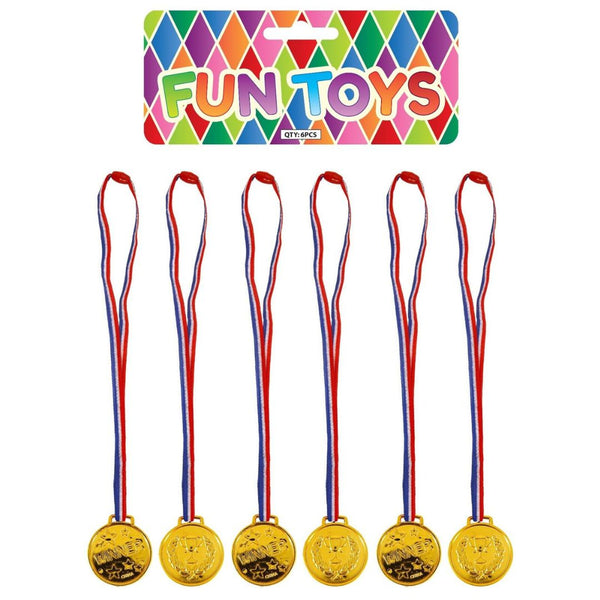 Kids Plastic Gold Medals x6 packs