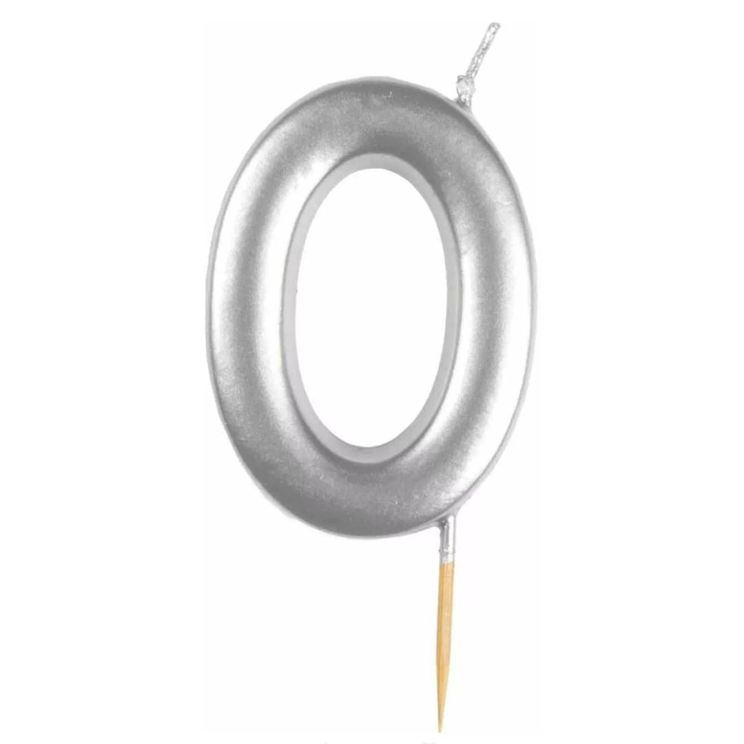 Metallic Silver Number Candles 0-9