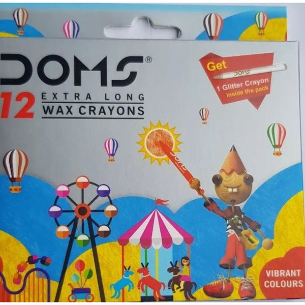 Pack of 12 Doms Extra Long Wax Crayons - Colouring Fun For Kids