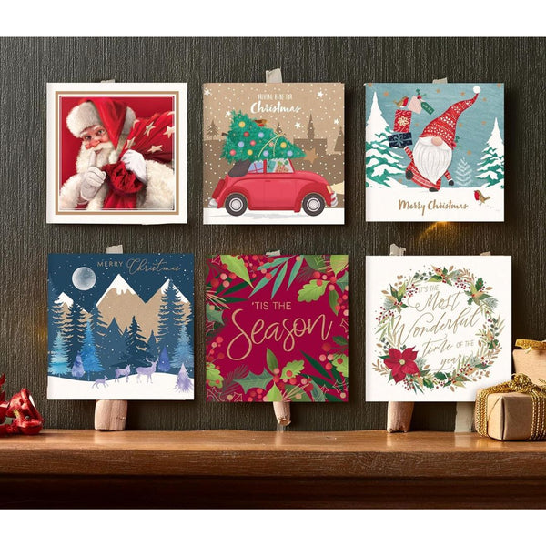 30 Christmas Cards with Envelopes – UK Designed, 6 Beautiful Embellished Designs, 5 of Each