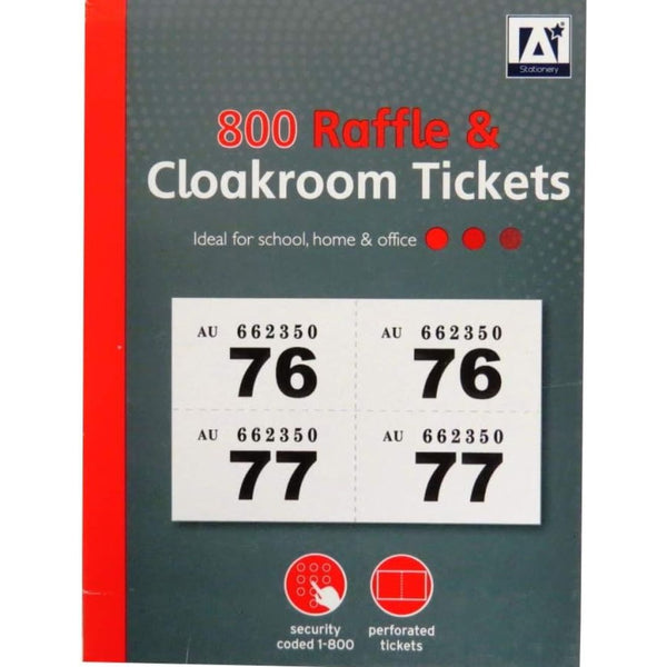 Design Group Cloakroom and Raffle Ticket Book - Numbered 1-800 - and Security Coded