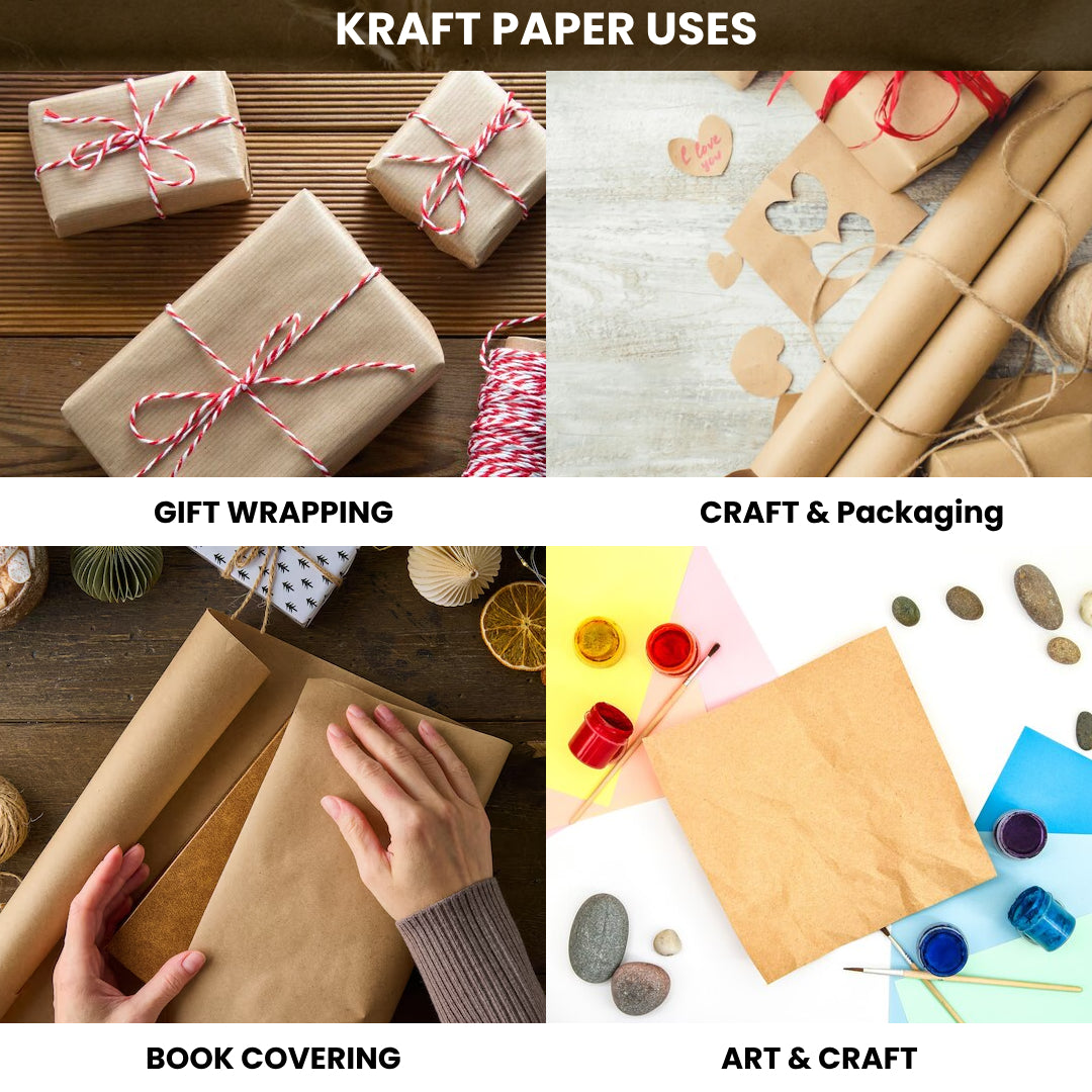 6 brown kraft paper rolls for gift wrapping – 5M x 69cm each