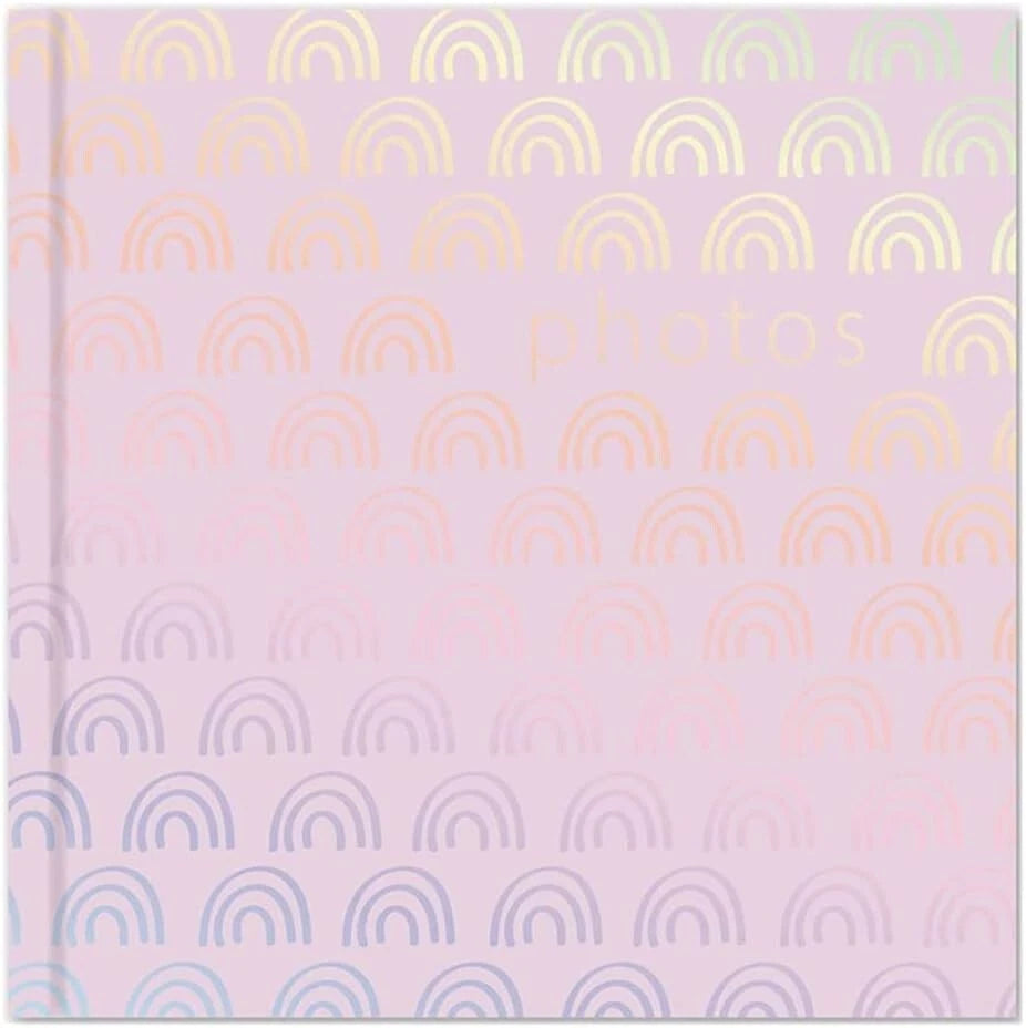 Photo Album 4x6 200 Photos Slip-In Pink Rainbow Design Family Picture Book