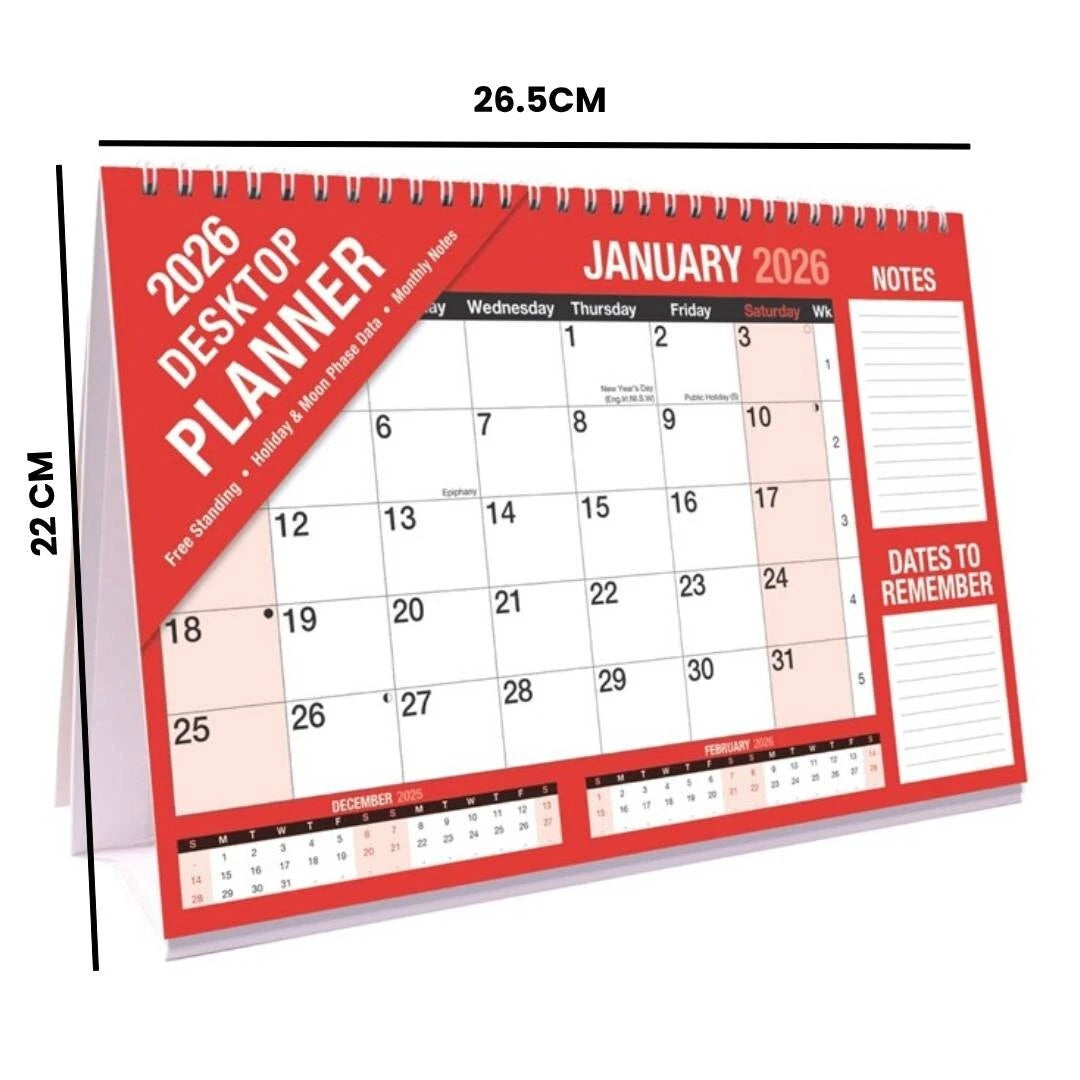 2026 Slim A4 Monthly Wall Calendar
