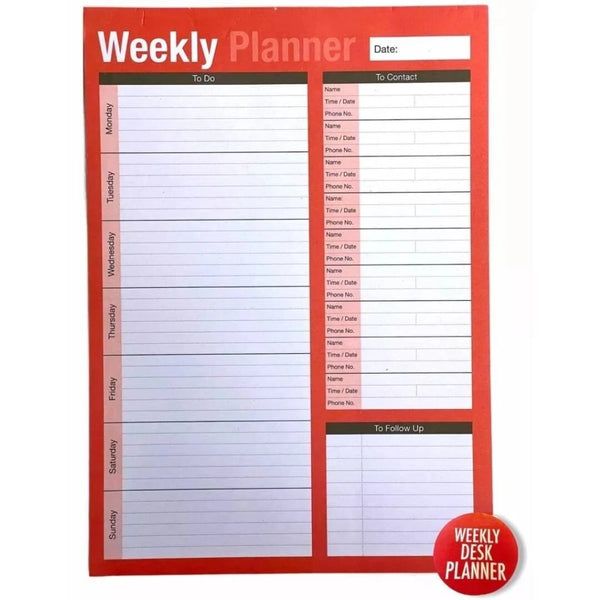 A4 weekly desk planner