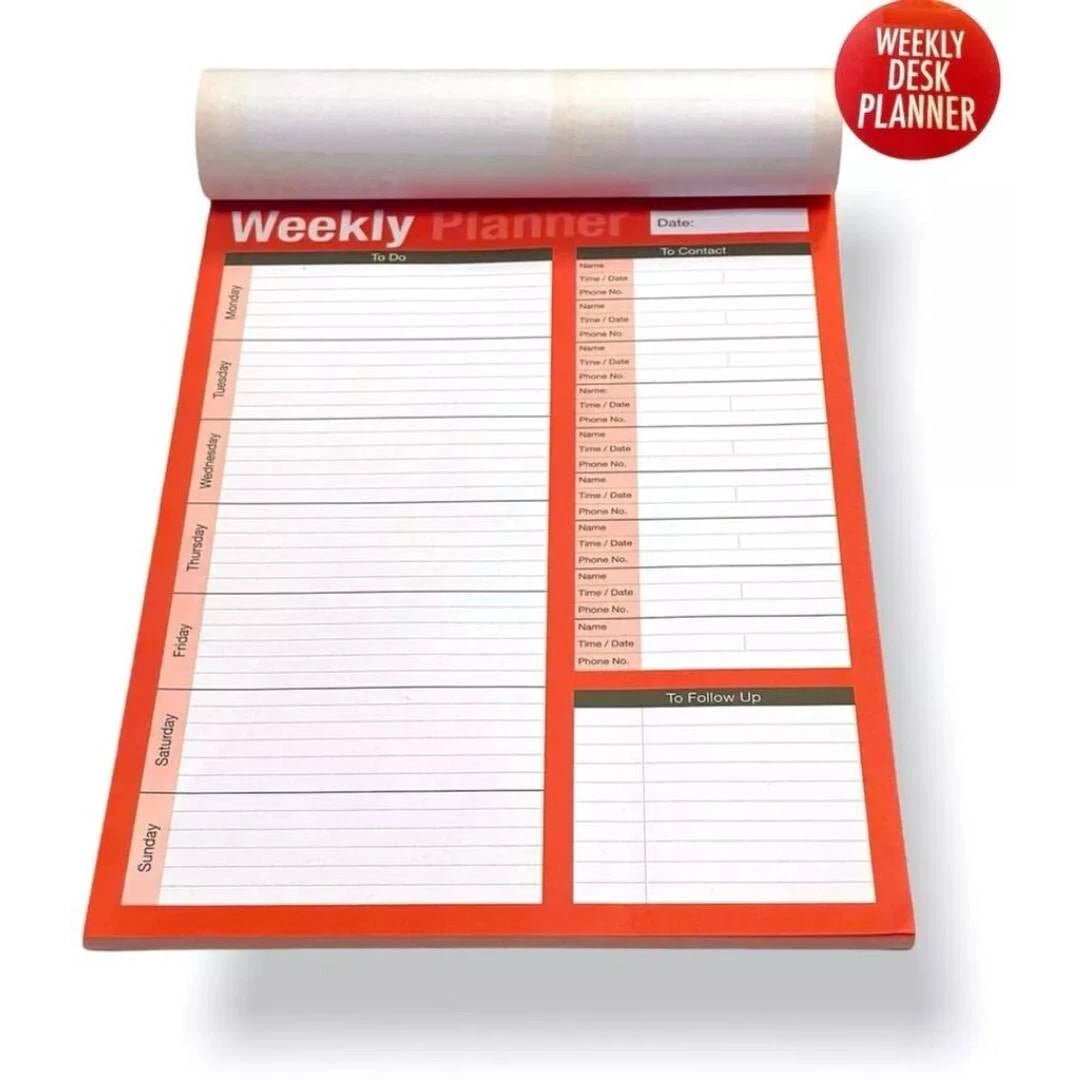 A4 weekly desk planner