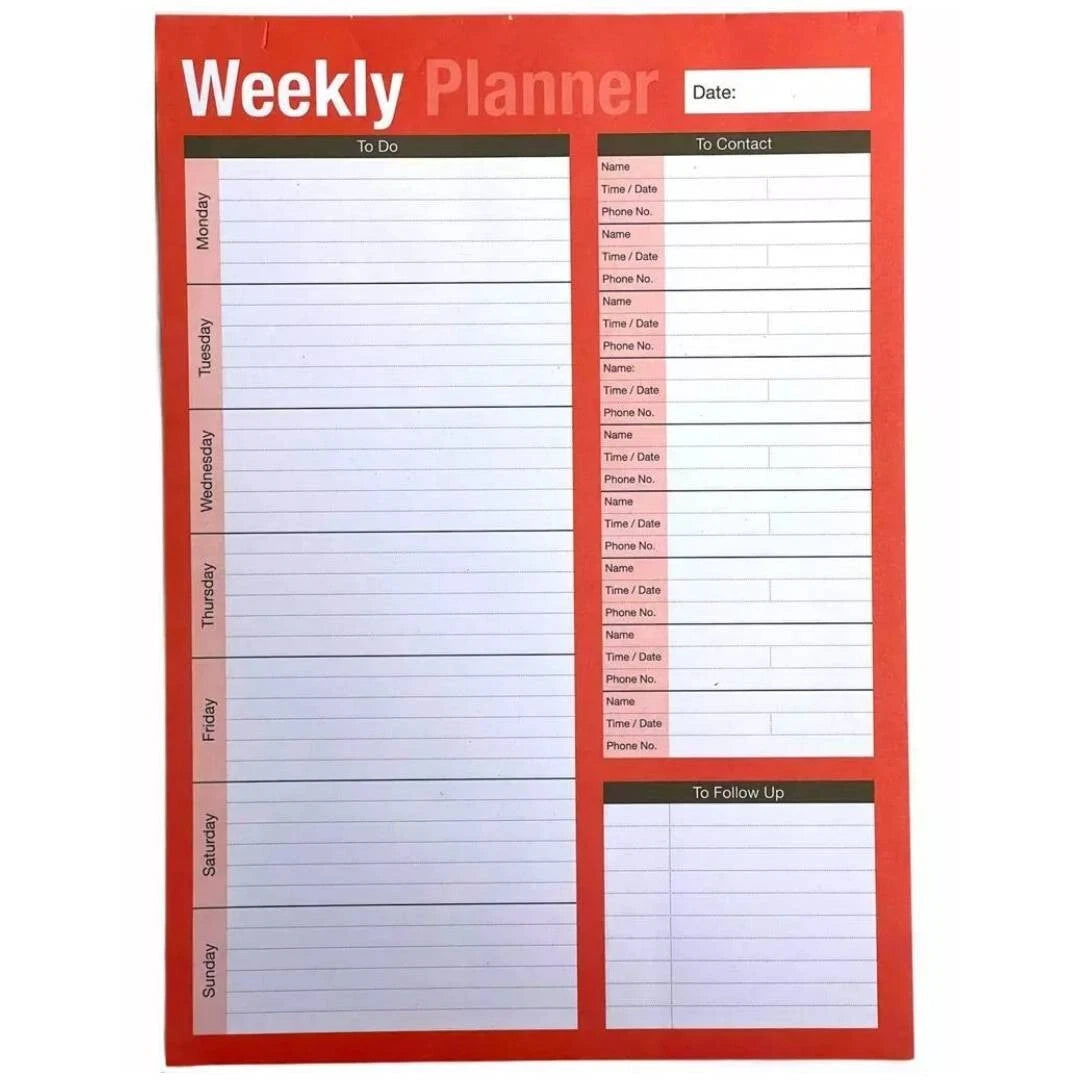 A4 weekly desk planner