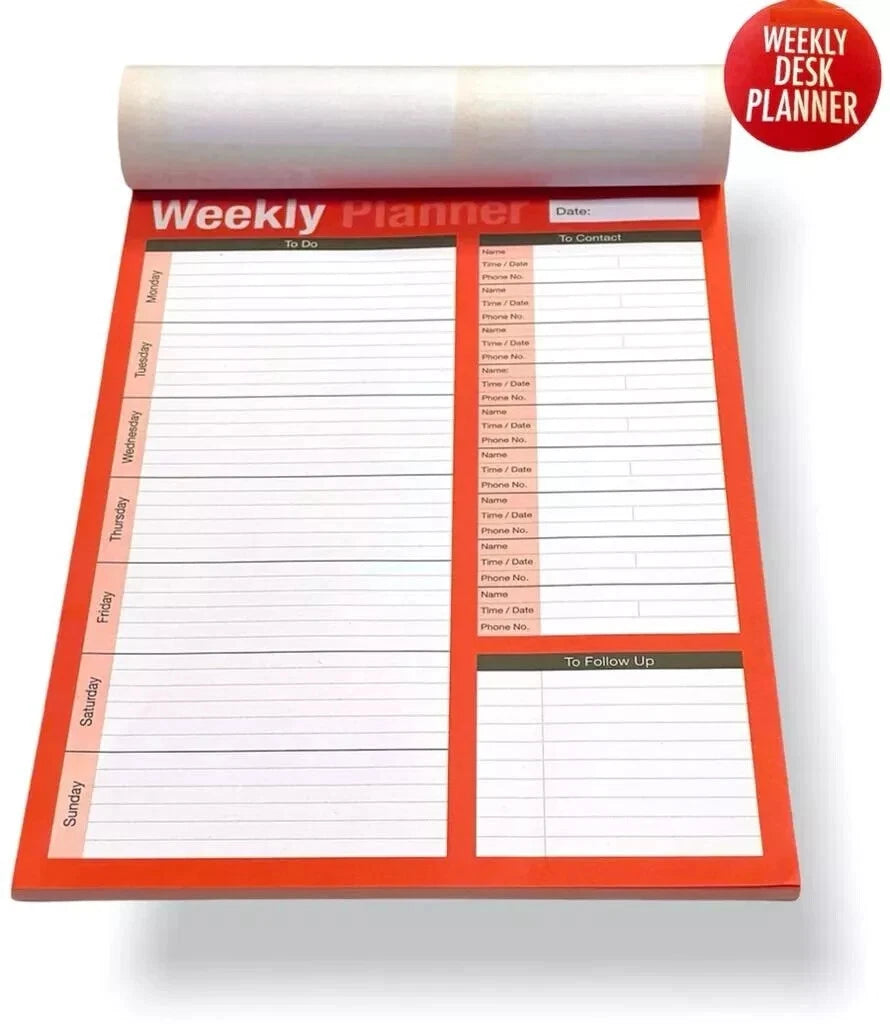 A4 weekly desk planner
