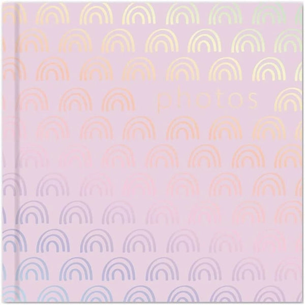 Photo Album 4x6 – 200 Photos Slip-In | Pink Rainbow Design Family Picture Book