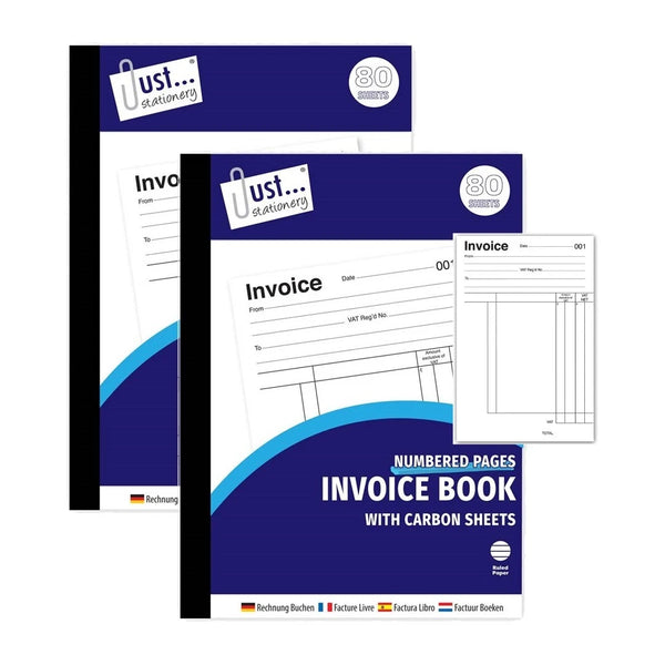 Full Size Duplicate Invoice & Receipt Book A5 Pad Numbered Cash 80 Pages Carbon Sheets