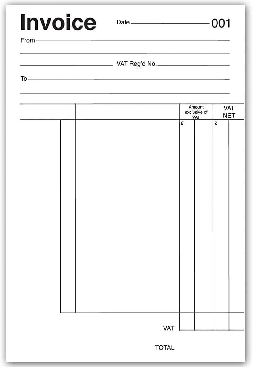 Full Size Duplicate Invoice & Receipt Book A5 Pad Numbered Cash 80 Pages Carbon Sheets