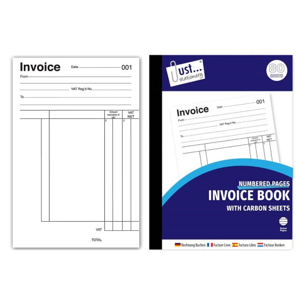 Full Size Duplicate Invoice & Receipt Book A5 Pad Numbered Cash 80 Pages Carbon Sheets