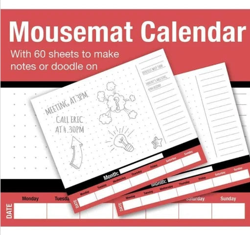 60-Sheet Weekly Planner Mousemat – Desk Calendar Organizer & Tear-Off Weekly Planner for Home, Office & Students