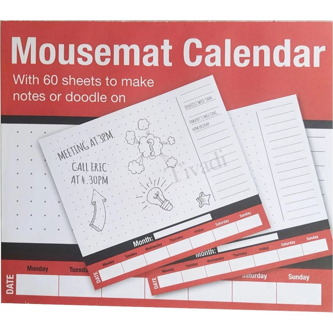 60-Sheet Weekly Planner Mousemat – Desk Calendar Organizer & Tear-Off Weekly Planner for Home, Office & Students